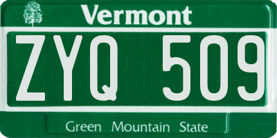 VT license plate ZYQ509
