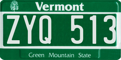 VT license plate ZYQ513