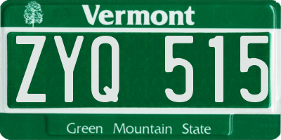 VT license plate ZYQ515