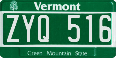 VT license plate ZYQ516