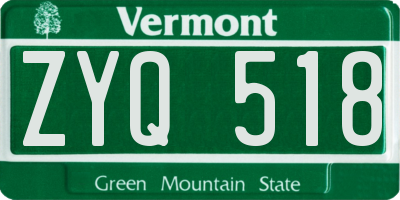 VT license plate ZYQ518