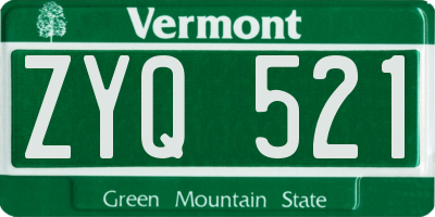 VT license plate ZYQ521
