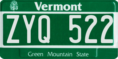 VT license plate ZYQ522