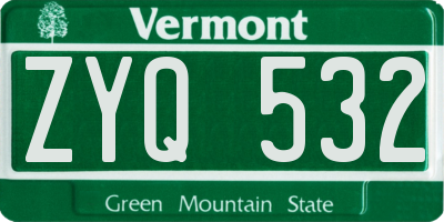 VT license plate ZYQ532