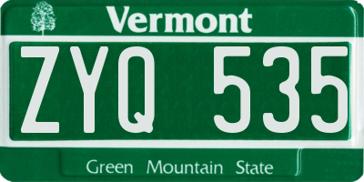VT license plate ZYQ535