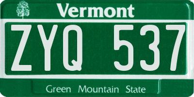 VT license plate ZYQ537
