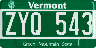VT license plate ZYQ543