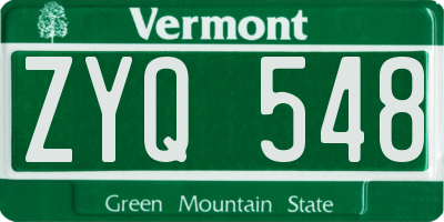 VT license plate ZYQ548