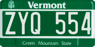 VT license plate ZYQ554