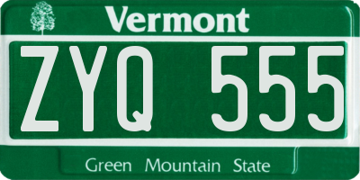 VT license plate ZYQ555