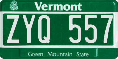 VT license plate ZYQ557