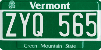 VT license plate ZYQ565