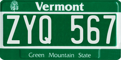 VT license plate ZYQ567