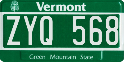 VT license plate ZYQ568