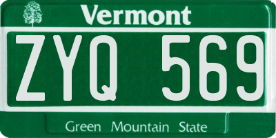 VT license plate ZYQ569