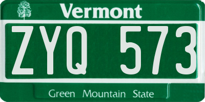 VT license plate ZYQ573