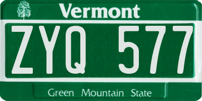 VT license plate ZYQ577
