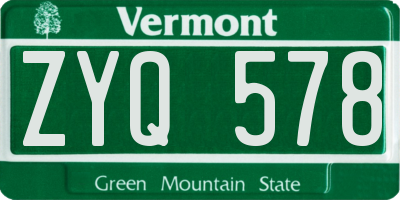 VT license plate ZYQ578