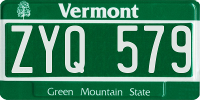 VT license plate ZYQ579