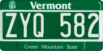 VT license plate ZYQ582