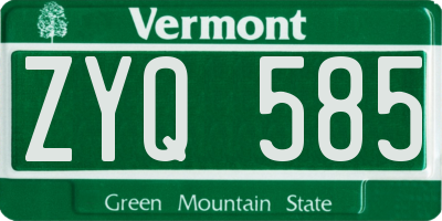 VT license plate ZYQ585