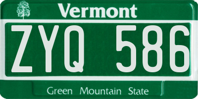VT license plate ZYQ586