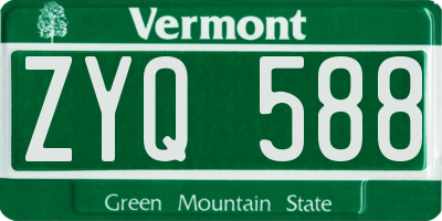 VT license plate ZYQ588