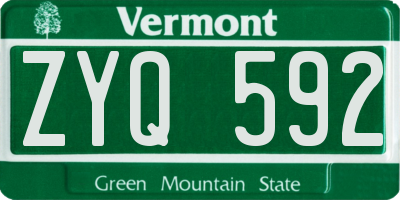 VT license plate ZYQ592