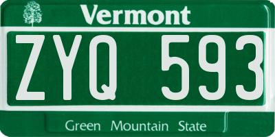 VT license plate ZYQ593