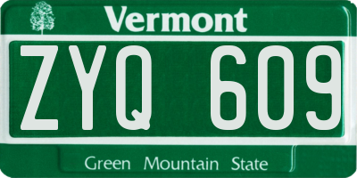 VT license plate ZYQ609