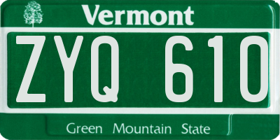 VT license plate ZYQ610
