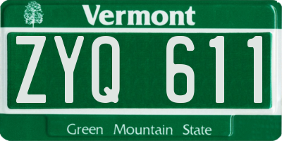 VT license plate ZYQ611