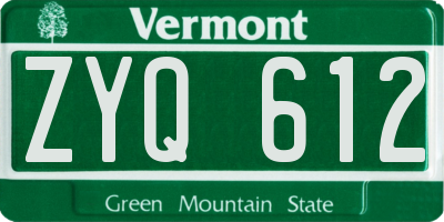 VT license plate ZYQ612