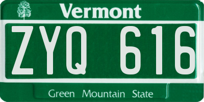 VT license plate ZYQ616