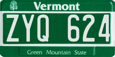 VT license plate ZYQ624