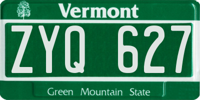VT license plate ZYQ627