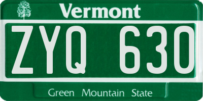 VT license plate ZYQ630