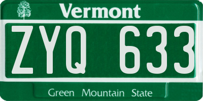 VT license plate ZYQ633