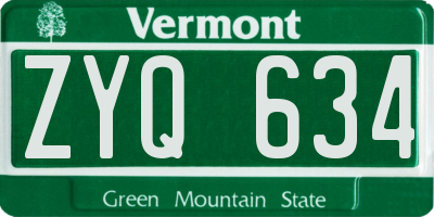 VT license plate ZYQ634