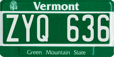 VT license plate ZYQ636