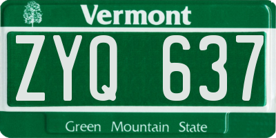 VT license plate ZYQ637