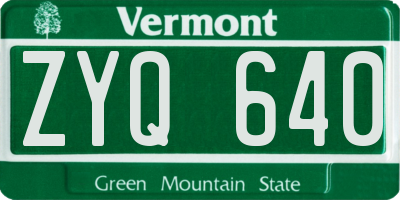 VT license plate ZYQ640