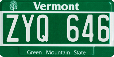 VT license plate ZYQ646