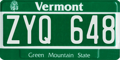 VT license plate ZYQ648