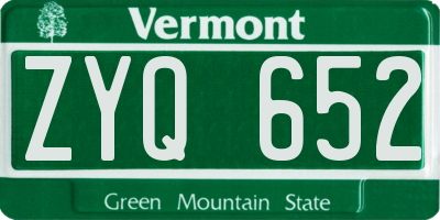 VT license plate ZYQ652