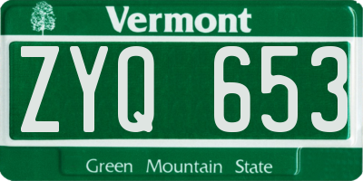 VT license plate ZYQ653