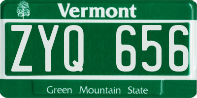 VT license plate ZYQ656