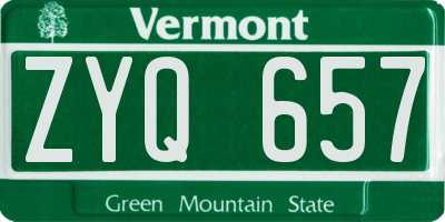 VT license plate ZYQ657