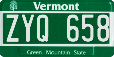VT license plate ZYQ658