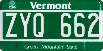 VT license plate ZYQ662
